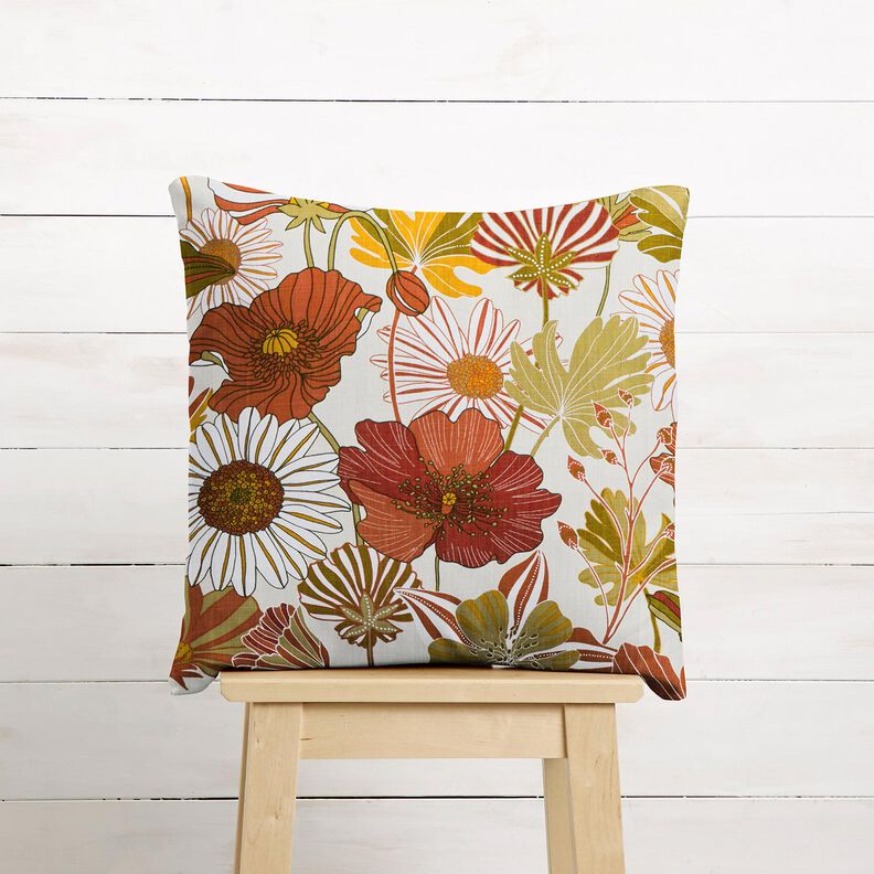 tessuto arredo panama Fiori dai colori vivaci – crema/terracotta,  image number 7