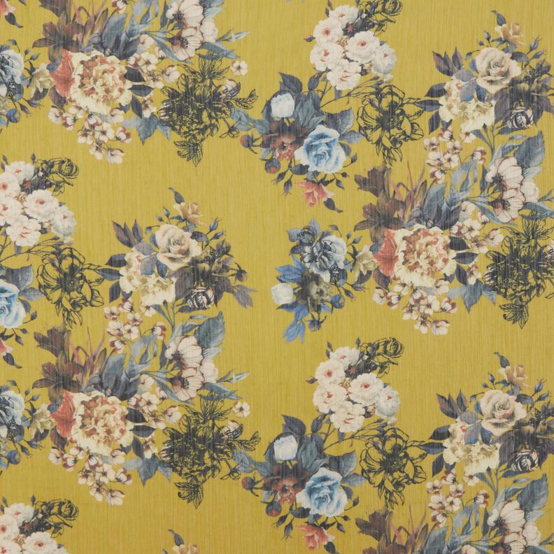 Quadro floreale plissettato in chiffon – oliva giallastro,  image number 1