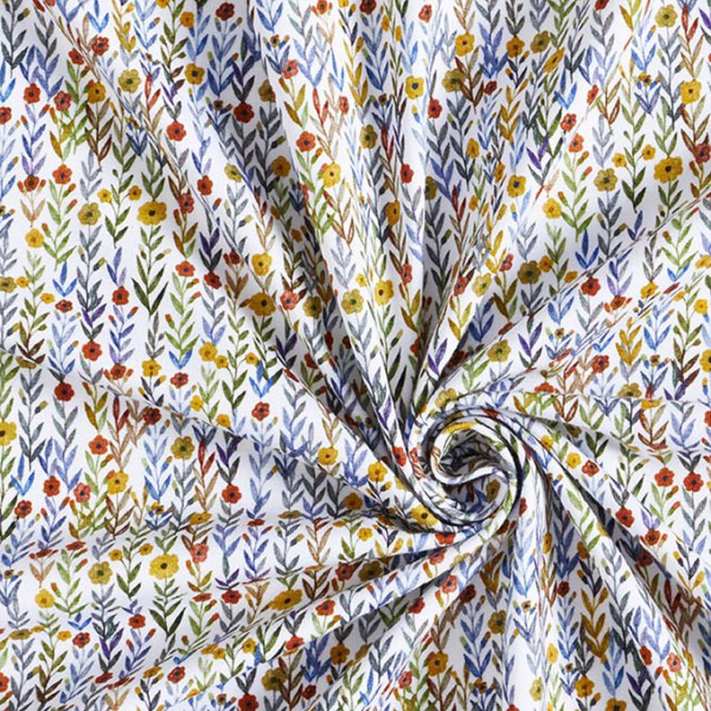 jersey di cotone bio Prato fiorito stampa digitale – bianco lana,  image number 3