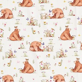 popeline di cotone Lepre e Orso stampa digitale – avorio, 