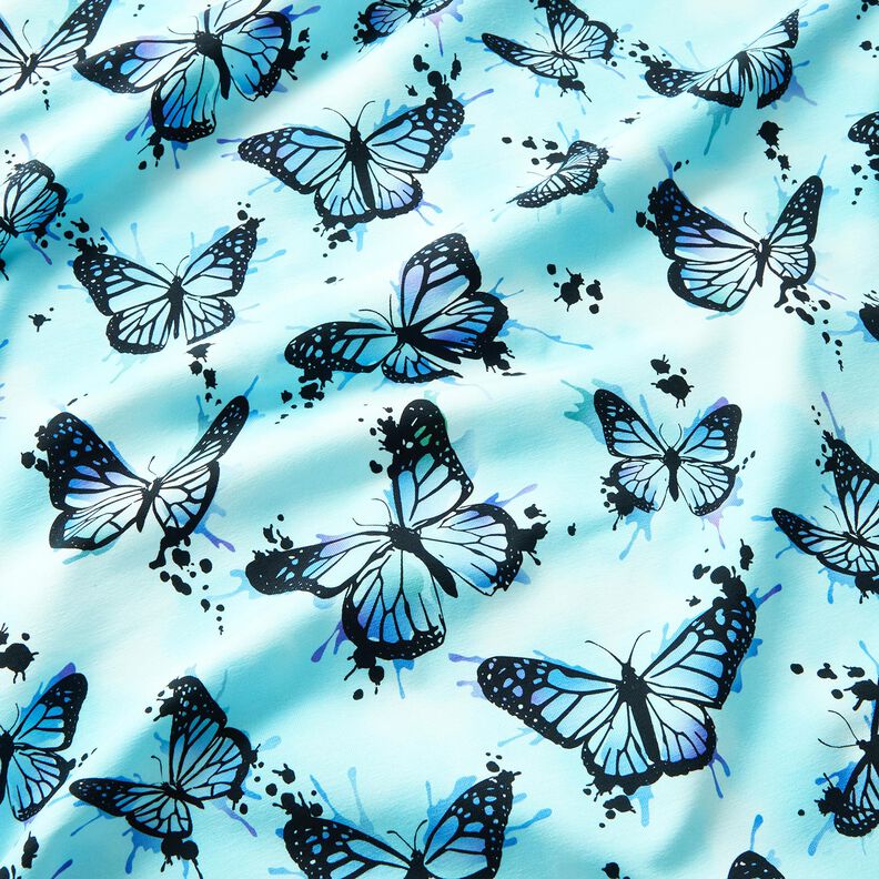 jersey di cotone Spruzzi di farfalle | Glitzerpüppi – blu ghiaccio,  image number 1
