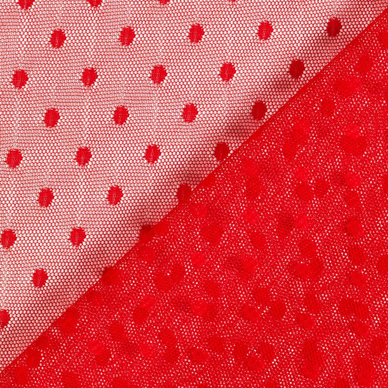 Tessuto a rete soft a pois – rosso,  image number 5