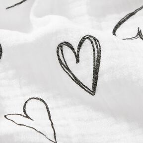 mussolina / tessuto doppio increspato cuori disegnati – avorio, 