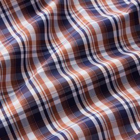 Tessuto per camicie a quadri classici – blu marino/rame, 
