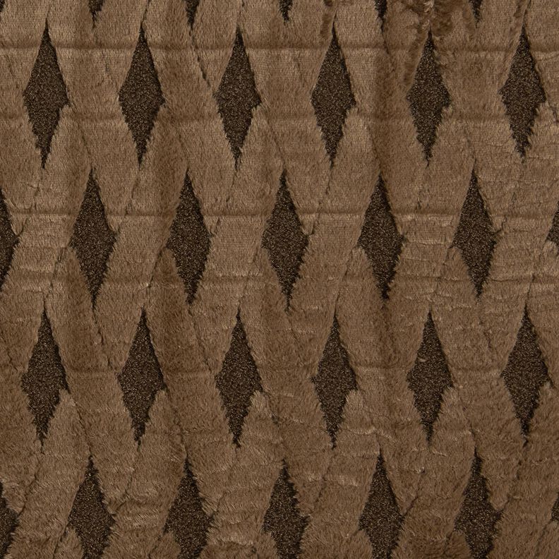 ecopelliccia tessuto bouclé losanghe – marrone scuro, image number 1
