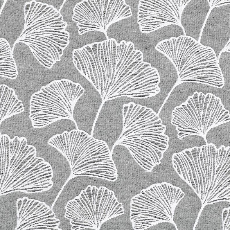 tessuto arredo Jacquard Grande ginkgo – granito/avorio,  image number 1