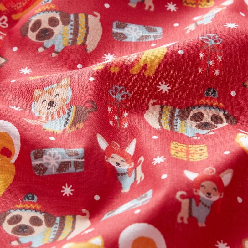 tessuto in cotone cretonne Cani a Natale – rosso,  image number 2