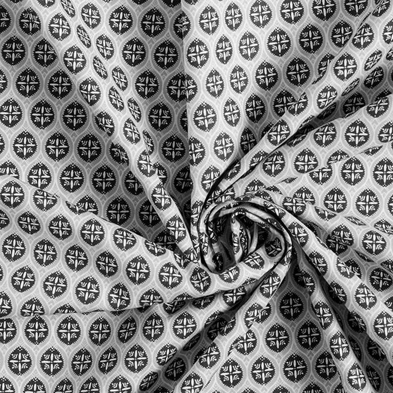 Cretonne di cotone Motivo ornamentale a mattonelle – grigio/antracite,  image number 3