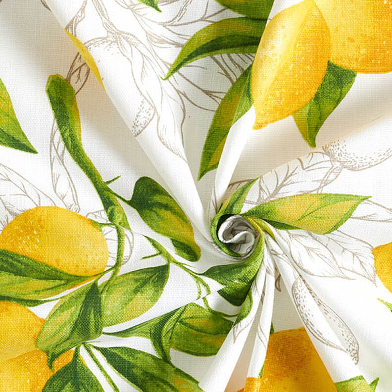 tessuto arredo panama limoni – bianco/giallo limone,  image number 3