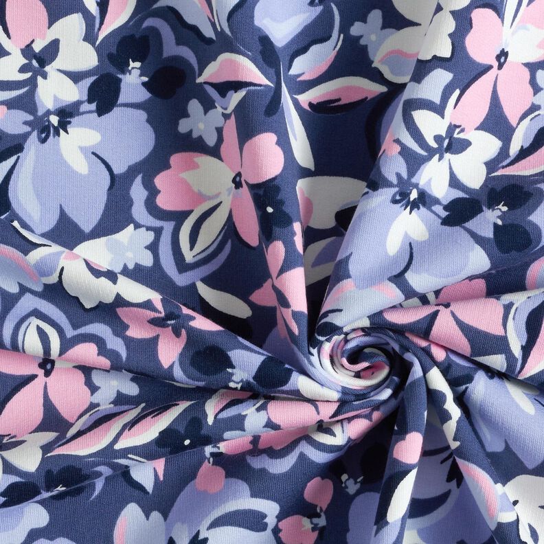 felpa estiva Grandi fiori | Poppy Fabrics – colore blu jeans,  image number 3