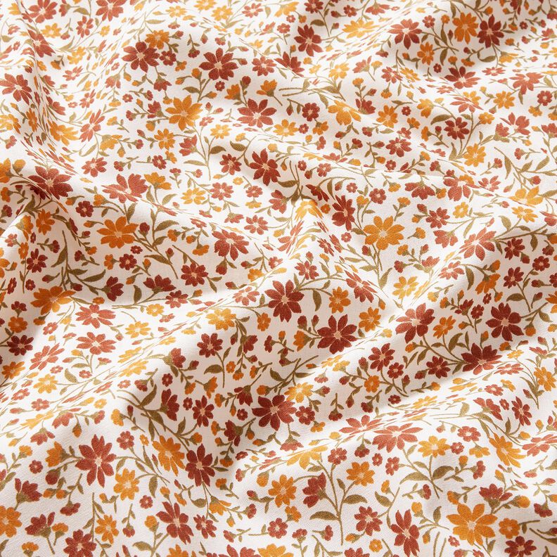 popeline di cotone fiori autunnali – bianco/rosso borgogna, image number 2