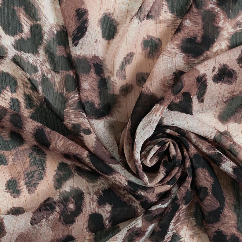 Chiffon con stampa leopardata e righe lurex – beige/nero, image number 3