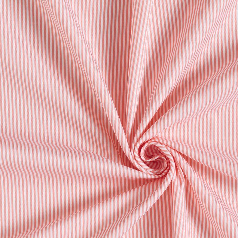 Tessuto in cotone a righe sottili – bianco/arancio pesca,  image number 3