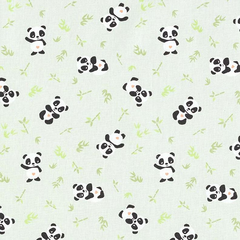 tessuto in cotone cretonne panda coccolone – verde,  image number 1