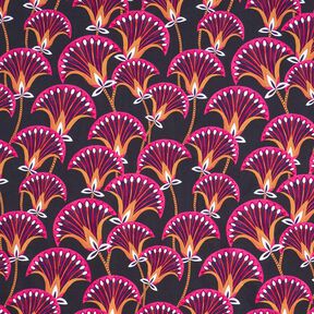 tessuto arredo tessuti canvas Ventaglio a fiori – nero/pink, 