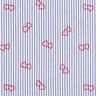popeline stretch Righe e cuori – bianco/indaco,  thumbnail number 1
