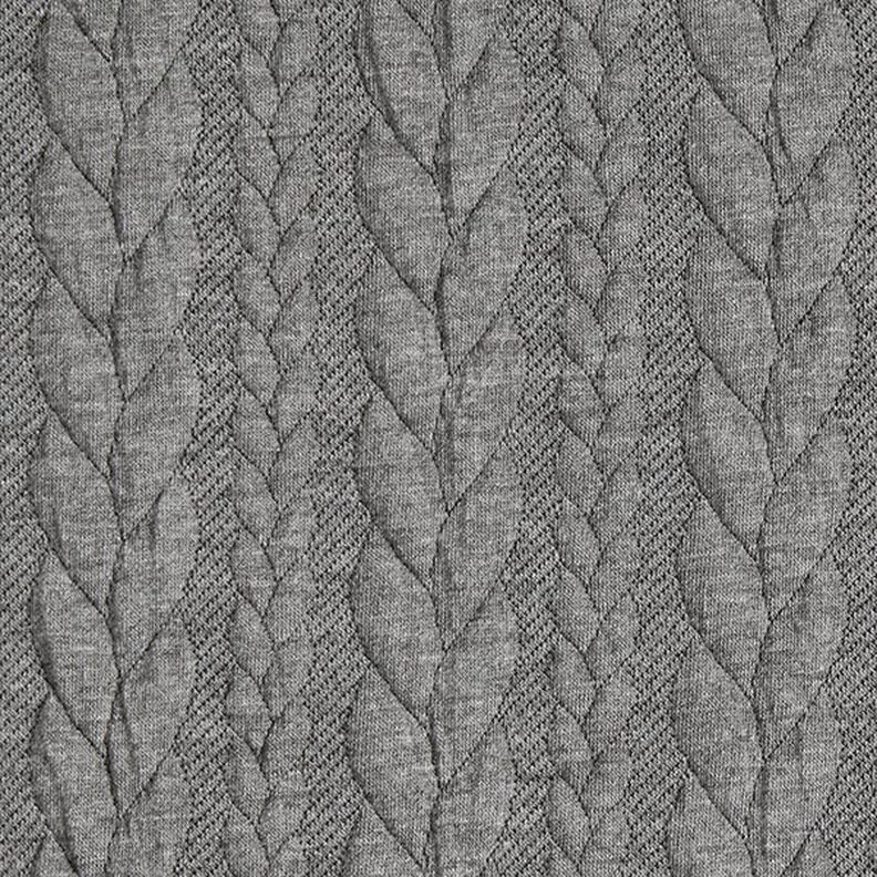 Jersey jacquard, cloqué, motivi a treccia – grigio chiaro,  image number 1