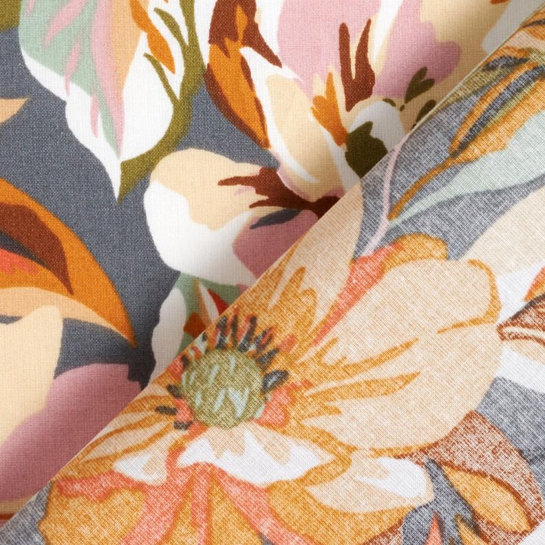 cotone rivestito Fiori eleganti &ndash; grigio ardesia/ros&eacute;,  image number 4