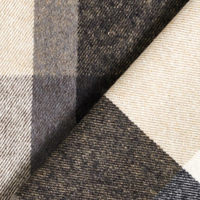 tessuto per cappotti Misto cotone Grandi quadri scozzesi – beige chiaro/argento anticato, image number 4