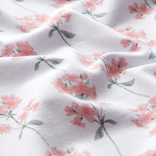 jersey di cotone, rami in fiore – bianco/rosa, 