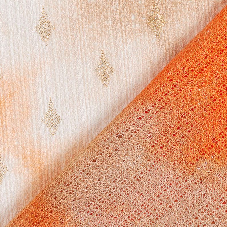 Batik di pizzo lavorato a maglia e rombi dorati – beige/arancio pesca,  image number 4