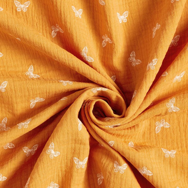 mussolina / tessuto doppio increspato Farfalle delicate – giallo curry, image number 3