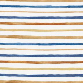 GOTS jersey di cotone Delicata stampa digitale di strisce all’acquerello – bianco/blu reale, 