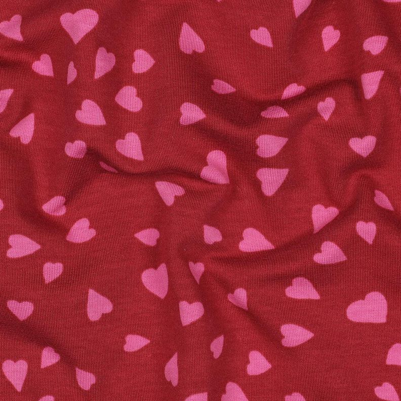 felpa estiva cuori | Poppy Fabrics – rosso scuro/pink, image number 2