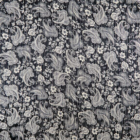 Chiffon Paisley a righe satinate – blu marino, 