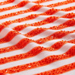 maglia fine strisce di paillettes – arancione/bianco lana, 