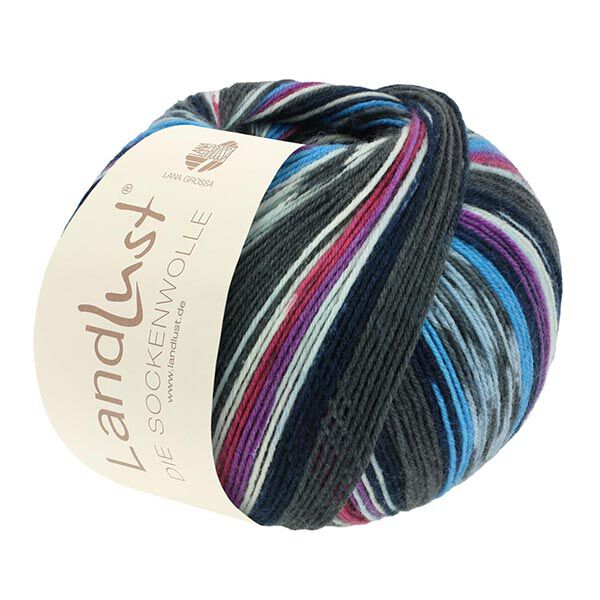 LANDLUST Sockenwolle „Bunte Bänder“, 100g | Lana Grossa – antracite/azzurro, image number 3