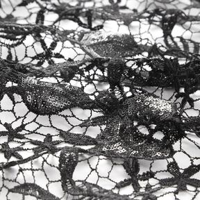 tessuto in pizzo con paillettes e bordo a smerlo – nero, 