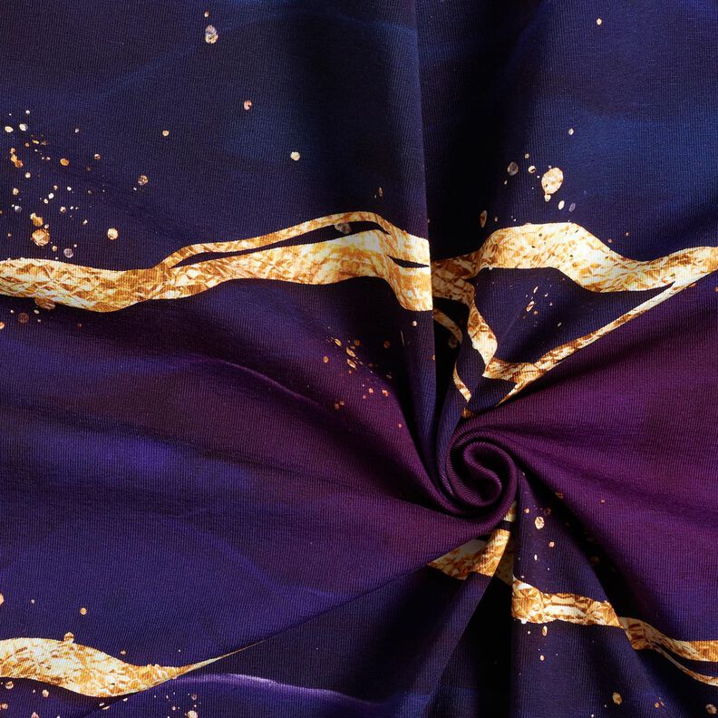 jersey di cotone Marmo sognante | Glitzerpüppi  – lillà rosso/oro anticato,  image number 3