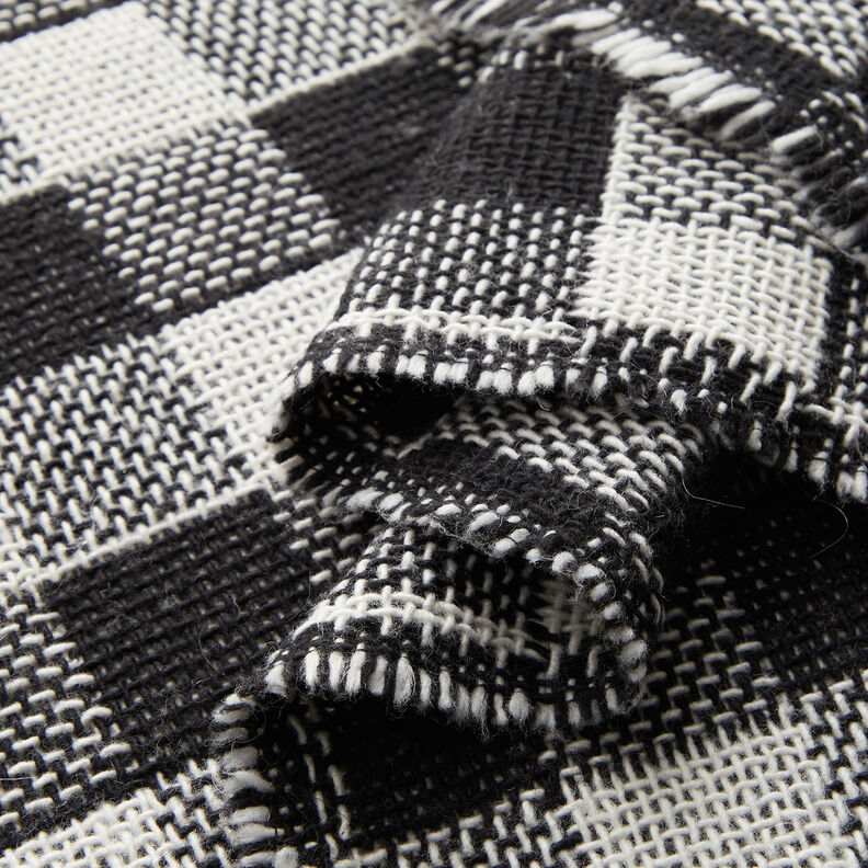 Tessuto per cappotti doppio a quadri – nero/bianco, image number 3