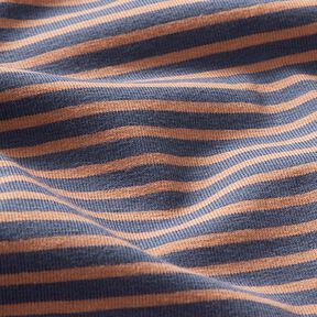 Jersey in cotone a righe sottili – rame/colore blu jeans, 