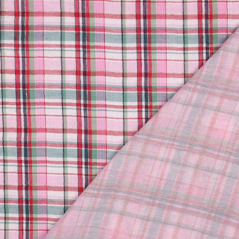 mussolina / tessuto doppio increspato lurex Quadri | Poppy Fabrics – rosé/oro effetto metallizzato, image number 4