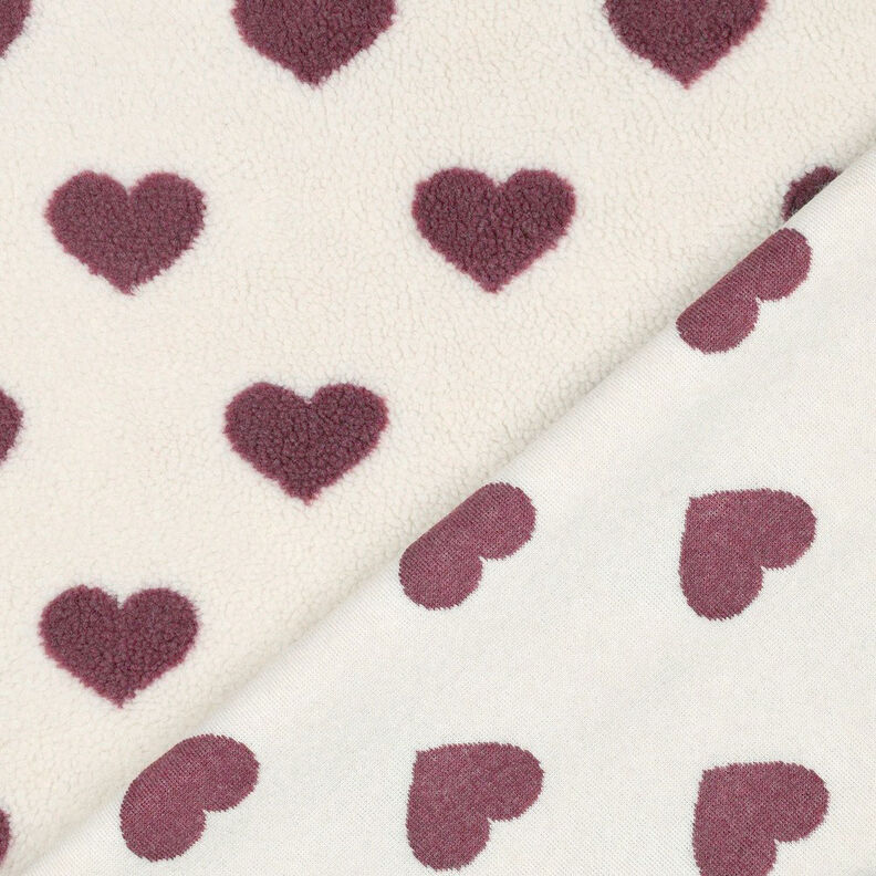 tessuto peluche Cuori | by Poppy – naturale/rosso Bordeaux,  image number 4