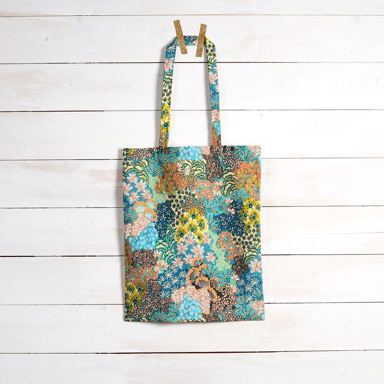 cotone rivestito Mare di fiori – blu oceano/terracotta,  image number 8