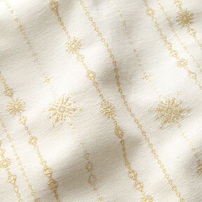 tessuto arredo Jacquard lurex Ghirlanda di fiocchi di neve – beige chiaro/oro, 