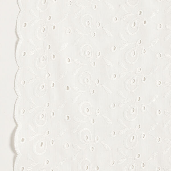 tessuto in cotone, ricami a giorno, tralci – bianco,  image number 1