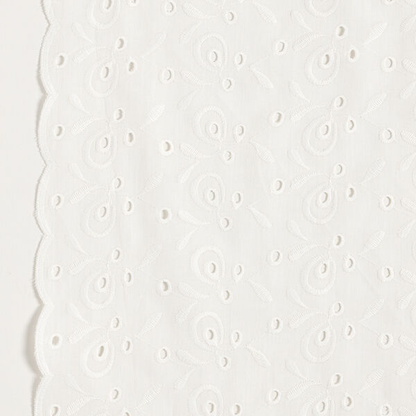 tessuto in cotone, ricami a giorno, tralci – bianco, image number 1