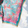 Pannello Pareo da spiaggia con pavoni e fiori – azzurro/rosa fucsia acceso,  thumbnail number 2