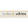 nastro handmade with love [ 15 mm ] – bianco lana/marrone,  thumbnail number 1