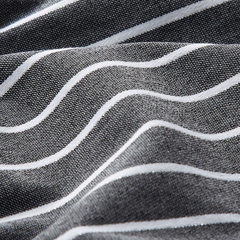 viscosa stretch con righe glitter – nero/bianco,  image number 2
