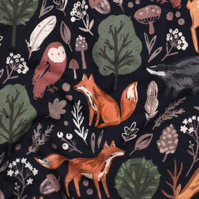 felpa garzata animali nella foresta stampa digitale | Poppy Fabrics – blu notte, 
