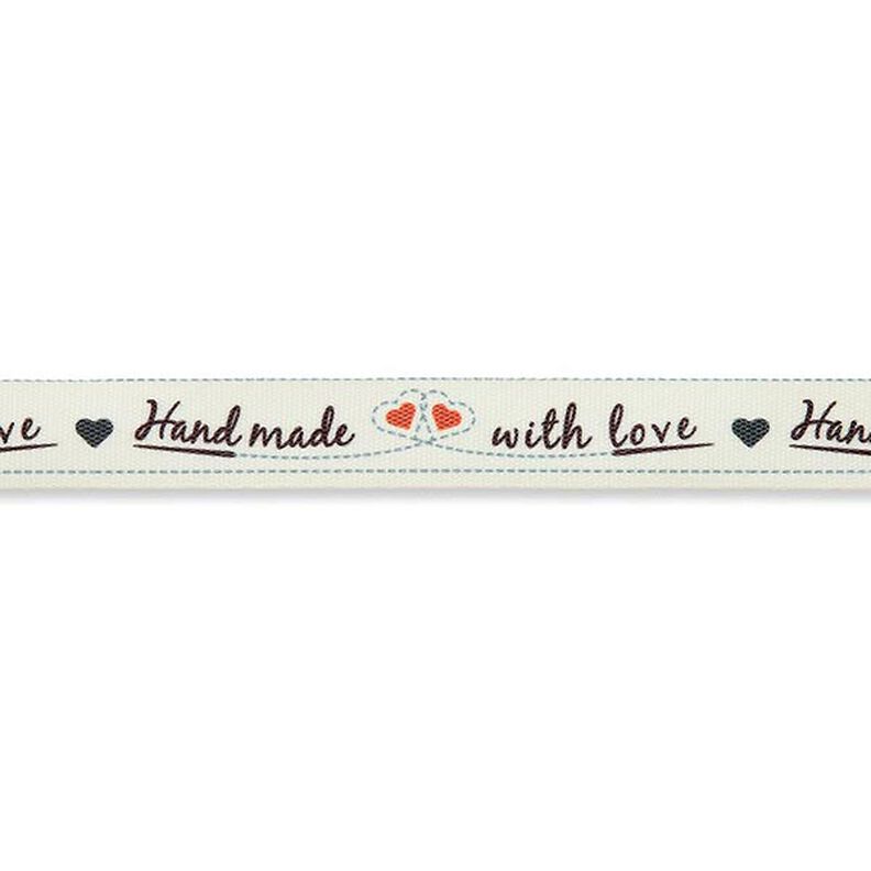 nastro handmade with love [ 15 mm ] – bianco lana/rosso,  image number 2