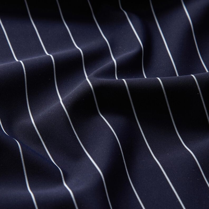 Tessuto per pantalone gessato elasticizzato – blu notte/bianco,  image number 2
