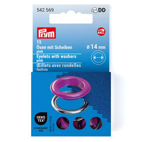 Occhielli con rondelle [15 pezzi | Ø 14 mm] | Prym – pink/argento effetto metallizzato, 