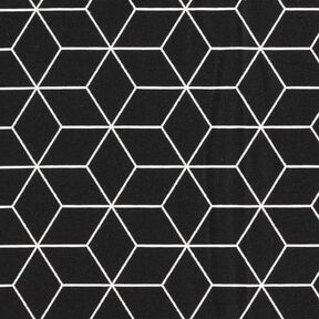 tessuto arredo Jacquard Cubi moderni &ndash; nero/avorio, 