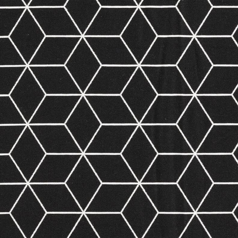 tessuto arredo Jacquard Cubi moderni – nero/avorio,  image number 1